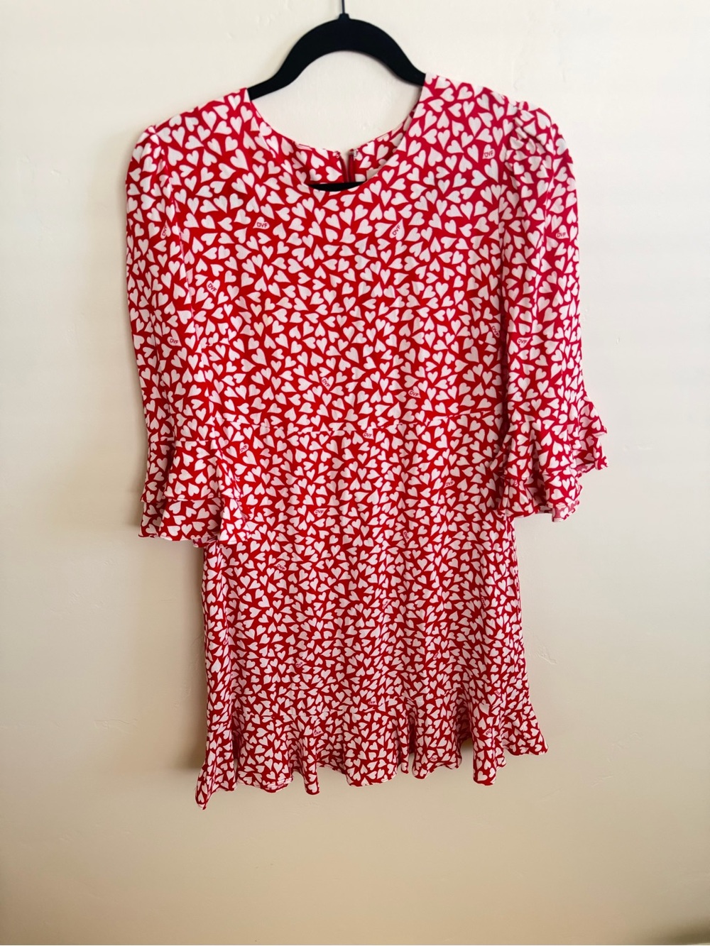 Diane Von Furstenberg Red and White Heart Print Dress